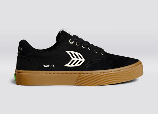 Cariuma Men's Naioca Pro Suede And Canvas Ivory Logo Shoes Gum Black 511707B14-M095