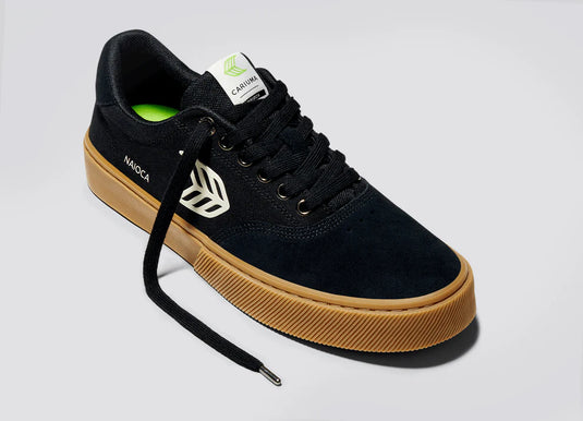 Cariuma Men's Naioca Pro Suede And Canvas Ivory Logo Shoes Gum Black 511707B14-M095