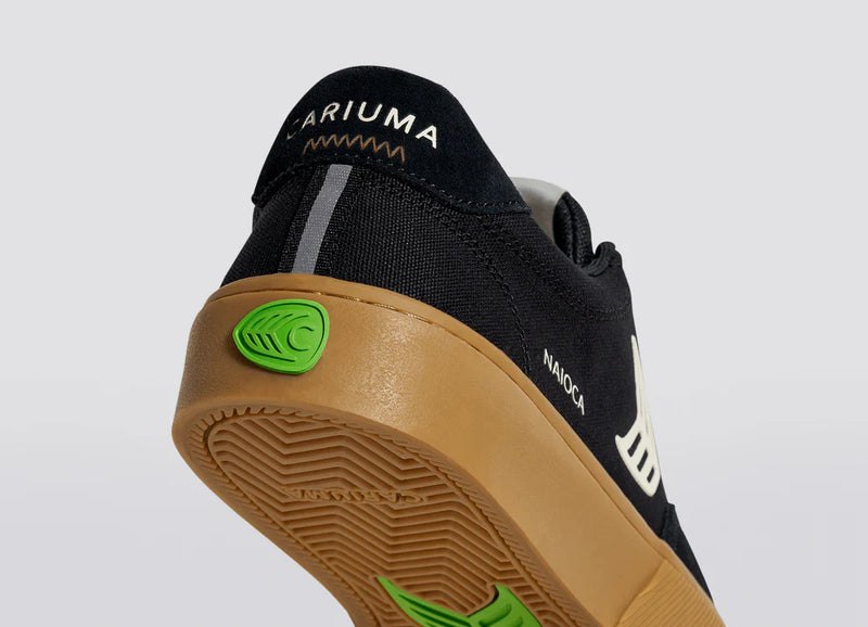 Load image into Gallery viewer, Cariuma Men&#39;s Naioca Pro Suede And Canvas Ivory Logo Shoes Gum Black 511707B14-M095
