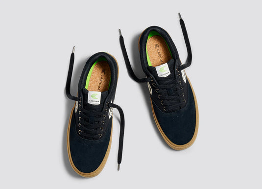 Cariuma Men's Naioca Pro Suede And Canvas Ivory Logo Shoes Gum Black 511707B14-M095