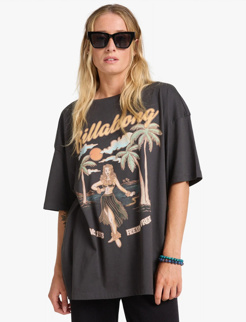 Load image into Gallery viewer, Billabong Women's My Sunny Girl T-shirt Off Black EBJZT00477
