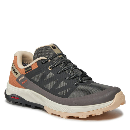 Salomon Women's Outrise Gore-Tex Trail Shoes Magnet/Black/Coral Gold L472191