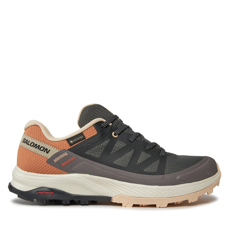 Load image into Gallery viewer, Salomon Women&#39;s Outrise Gore-Tex Trail Shoes Magnet/Black/Coral Gold L472191
