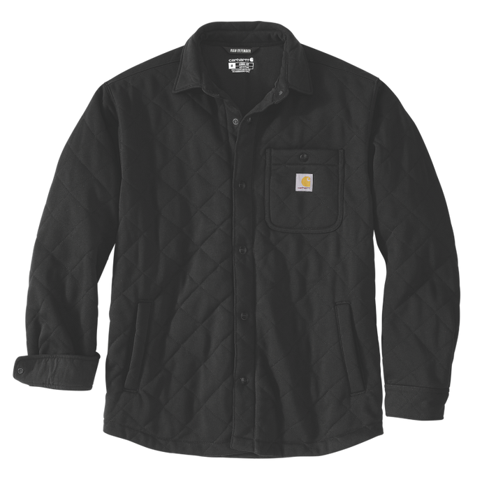 Carhartt Mens' Rain Defender™ Loose Fit Heavyweight Quilted Snap Front Shirt Jacket Black 107270-BLK