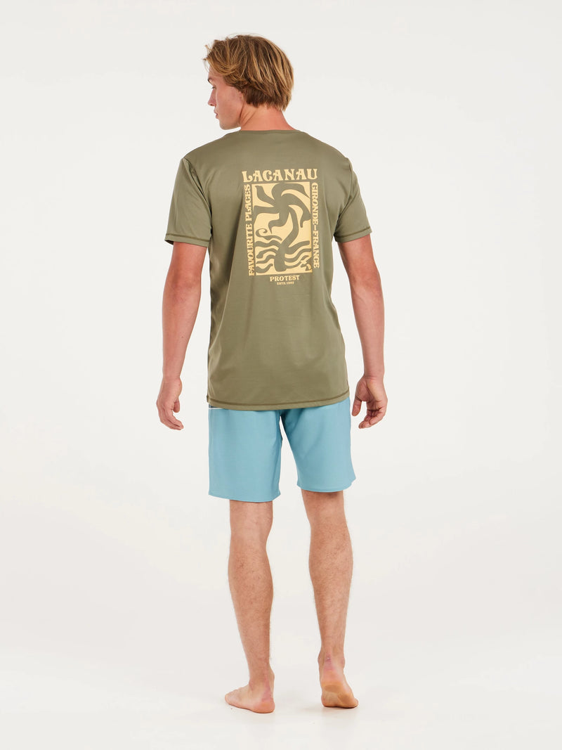 Load image into Gallery viewer, Protest Men&#39;s Foxy Surf T-Shirt Artichoke Green 7710343_476
