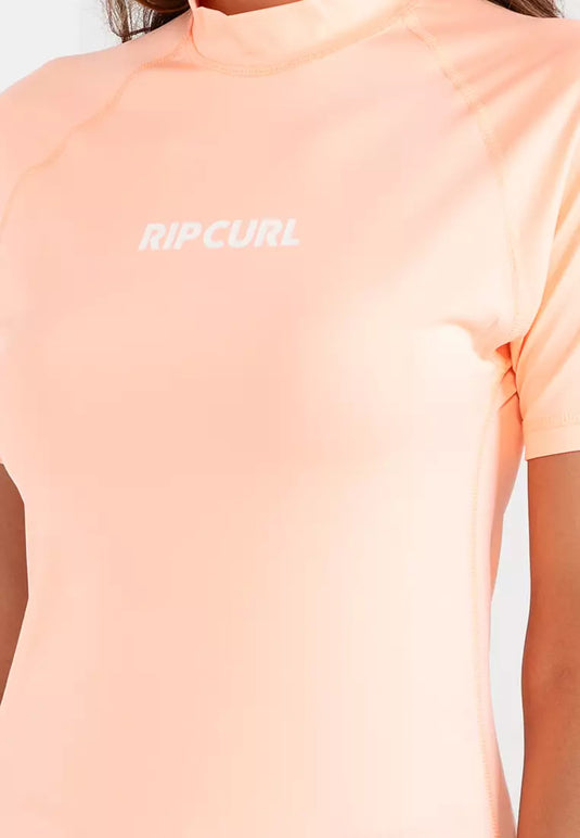 Rip Curl Women's Classic Surf Short Sleeve UPF Rash Vest Bright Peach 15HWRV-2116