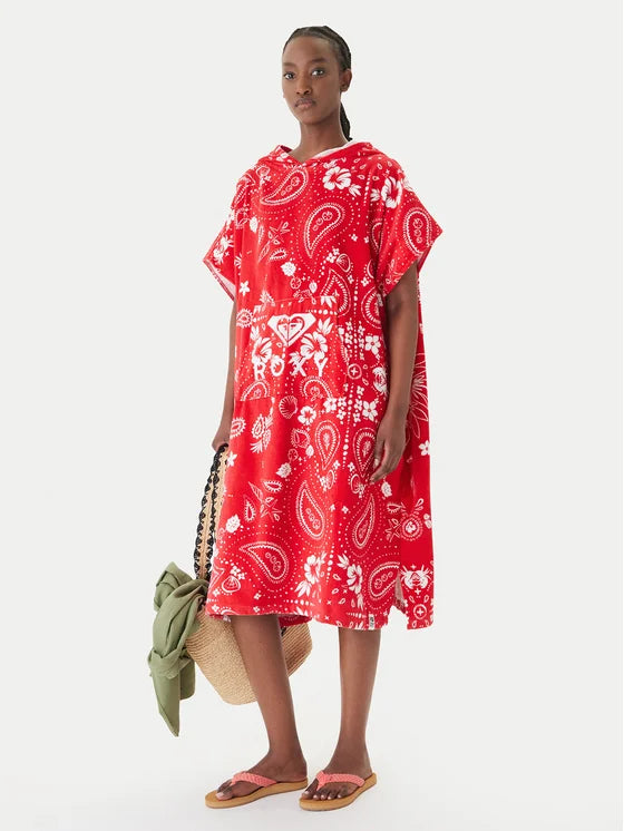 Load image into Gallery viewer, Roxy Women's Stay Magical Printed Poncho Towel Hibiscus Boho Bandana Bico ERJAA04433-RMZ7
