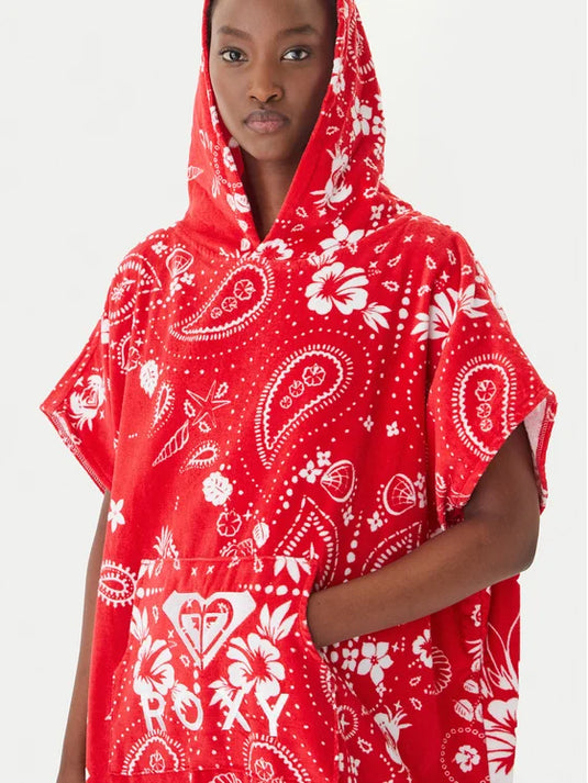 Roxy Women's Stay Magical Printed Poncho Towel Hibiscus Boho Bandana Bico ERJAA04433-RMZ7