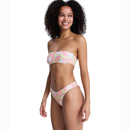 Roxy Women's Hibiscus Hype Bandeau Revo Bikini Top Daiquiri Green ERJX305703-GEB6