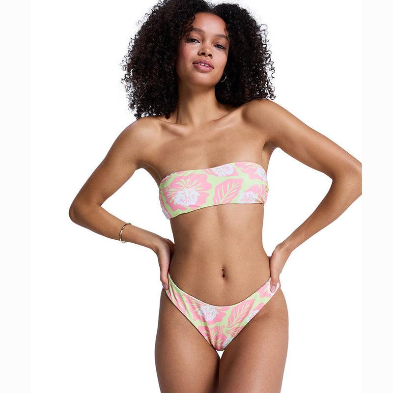 Load image into Gallery viewer, Roxy Women's Hibiscus Hype Bandeau Revo Bikini Top Daiquiri Green ERJX305703-GEB6
