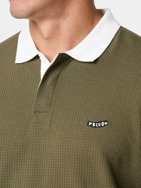 Volcom Men's Curbstone Lng Sleeve Polo Sage Leaf A0332500-SLE7