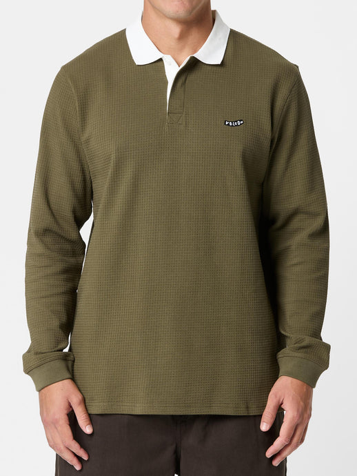 Volcom Men's Curbstone Lng Sleeve Polo Sage Leaf A0332500-SLE7