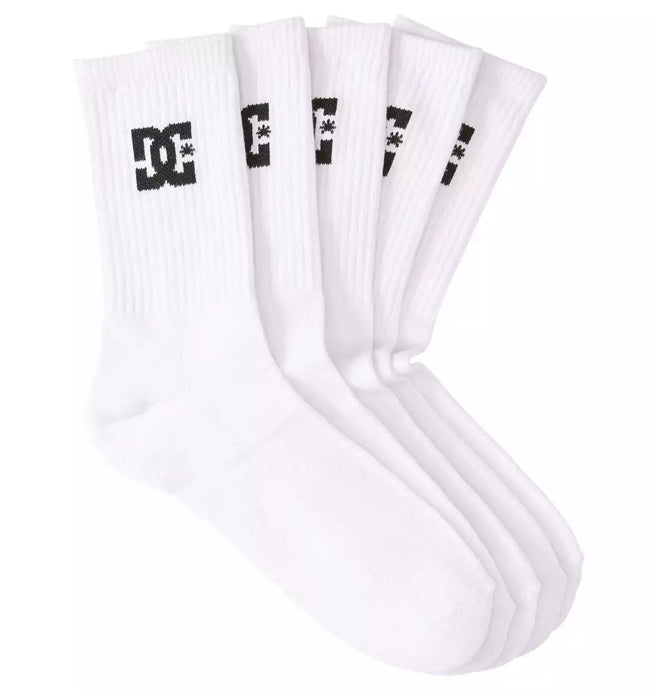 DC Men's DC Crew Socks White (5 Pairs) ADYAA03190-WBB0