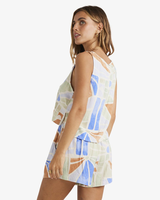 Billabong Women's Mystic Tides Tie Cropped Tank Top Multi UBJWT00261-MUL