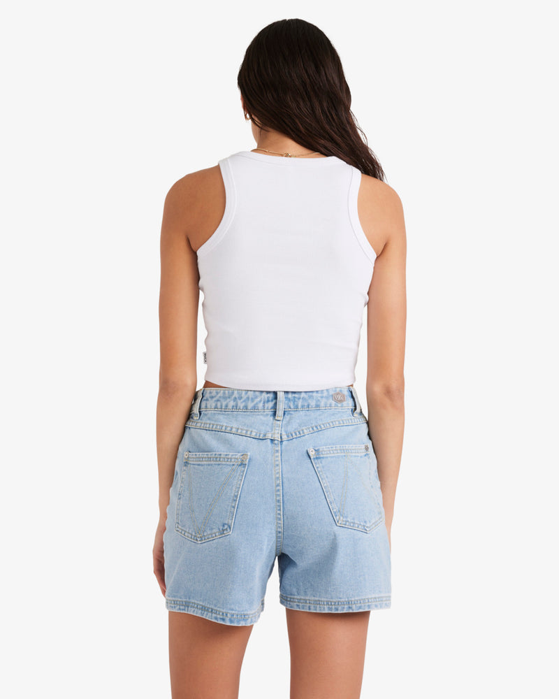 Load image into Gallery viewer, RVCA Women&#39;s Coco Denim Sorts Light Blue Denim UVJDS00105_BGW0
