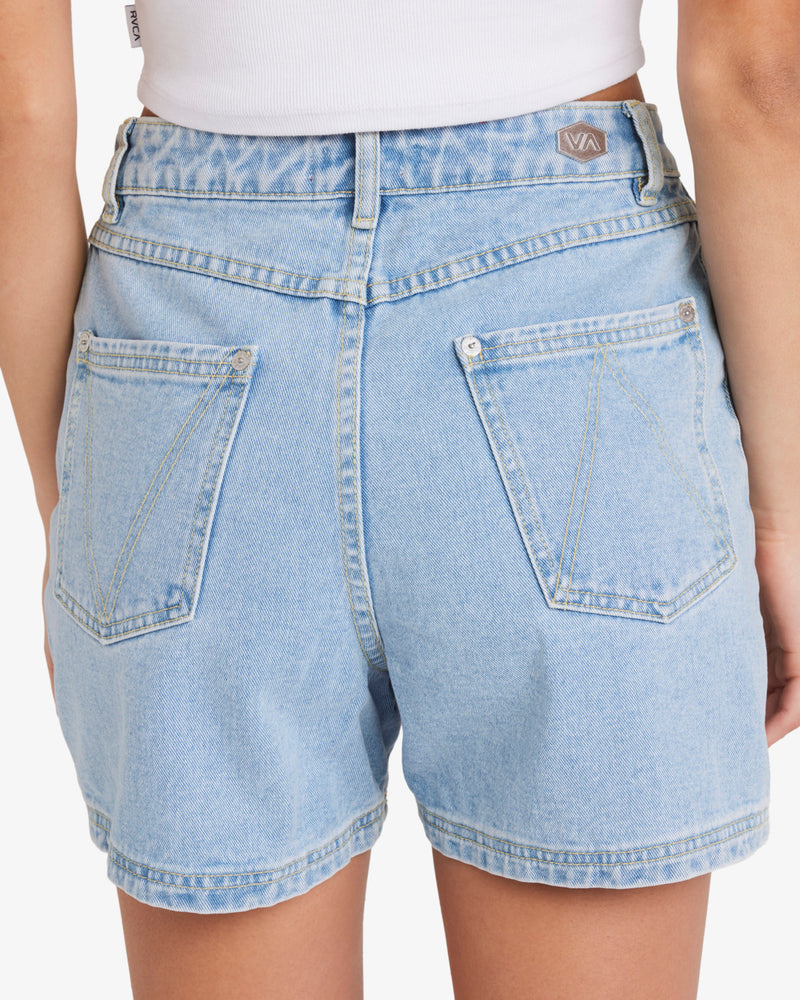 Load image into Gallery viewer, RVCA Women&#39;s Coco Denim Sorts Light Blue Denim UVJDS00105_BGW0
