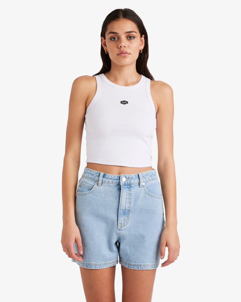 Load image into Gallery viewer, RVCA Women&#39;s Coco Denim Sorts Light Blue Denim UVJDS00105_BGW0
