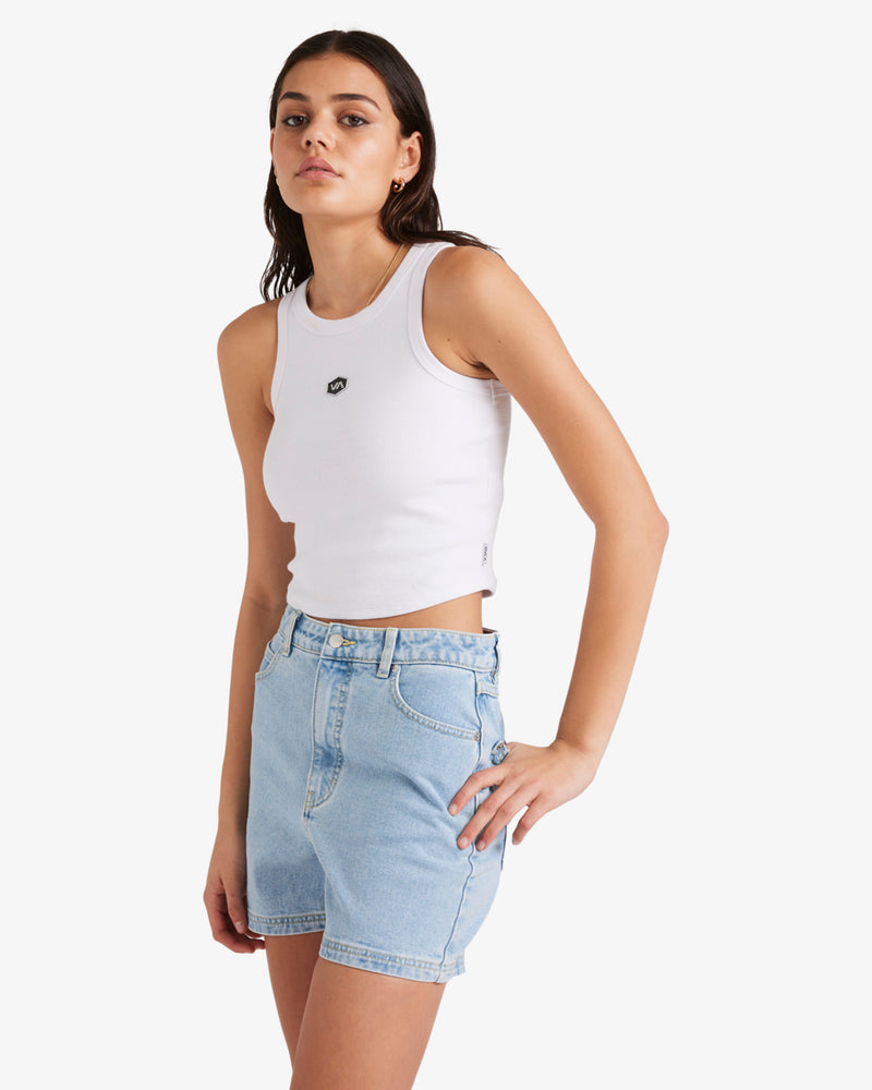 Load image into Gallery viewer, RVCA Women&#39;s Coco Denim Sorts Light Blue Denim UVJDS00105_BGW0
