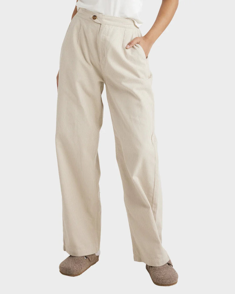 Load image into Gallery viewer, RVCA Women&#39;s Stripe Hudson Pant Natural UVJNP00152-WDR0
