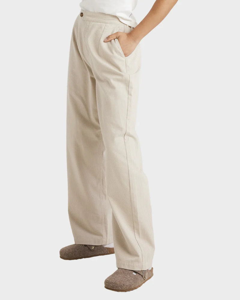 Load image into Gallery viewer, RVCA Women&#39;s Stripe Hudson Pant Natural UVJNP00152-WDR0
