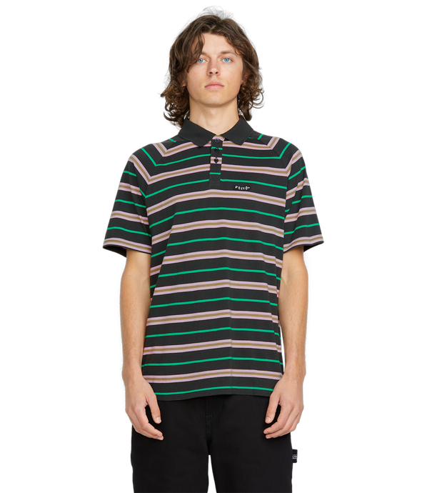 Volcom Men's Edges Polo Short Sleeve T-Shirt Stealth A0112500_STH