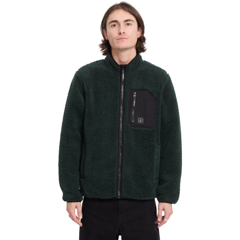Load image into Gallery viewer, Volcom Men's Muzzer Fuzzar Zip Sherpa Fleece Scarab A4832603-SCB
