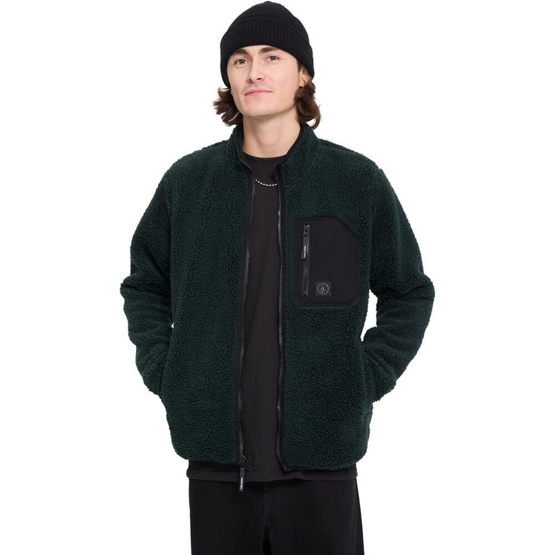Load image into Gallery viewer, Volcom Men's Muzzer Fuzzar Zip Sherpa Fleece Scarab A4832603-SCB
