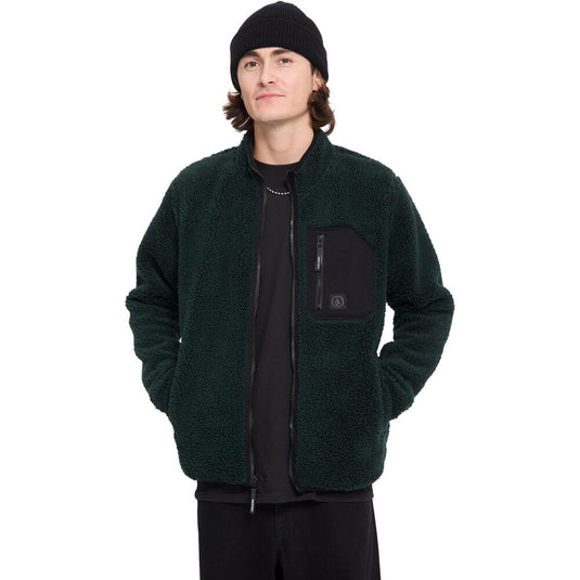 Volcom Men's Muzzer Fuzzar Zip Sherpa Fleece Scarab A4832603-SCB