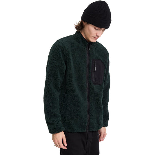 Volcom Men's Muzzer Fuzzar Zip Sherpa Fleece Scarab A4832603-SCB