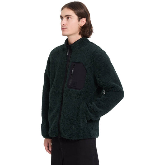Volcom Men's Muzzer Fuzzar Zip Sherpa Fleece Scarab A4832603-SCB