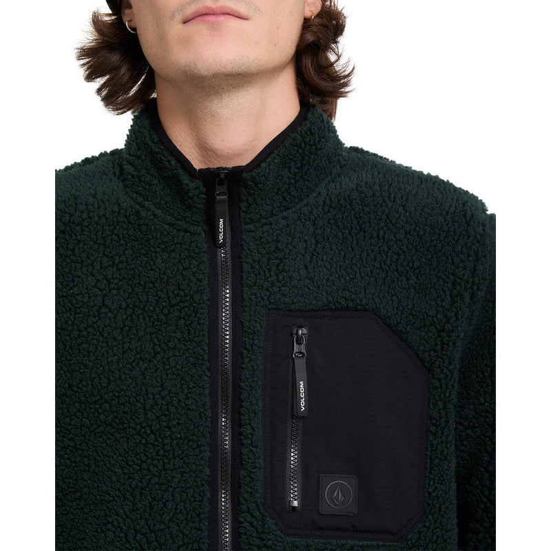 Load image into Gallery viewer, Volcom Men's Muzzer Fuzzar Zip Sherpa Fleece Scarab A4832603-SCB
