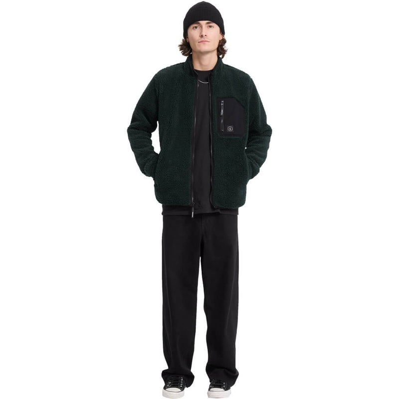 Load image into Gallery viewer, Volcom Men's Muzzer Fuzzar Zip Sherpa Fleece Scarab A4832603-SCB
