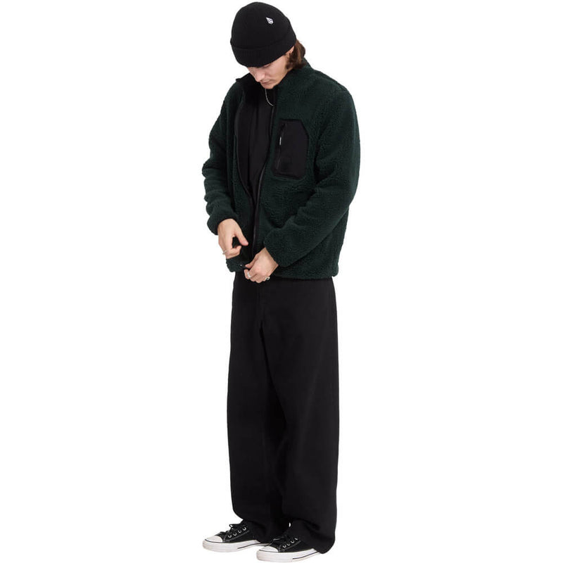 Load image into Gallery viewer, Volcom Men's Muzzer Fuzzar Zip Sherpa Fleece Scarab A4832603-SCB
