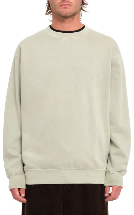 Volcom Men's Single Stone Crew Sweatshirt Green Tea A4632404_GRT