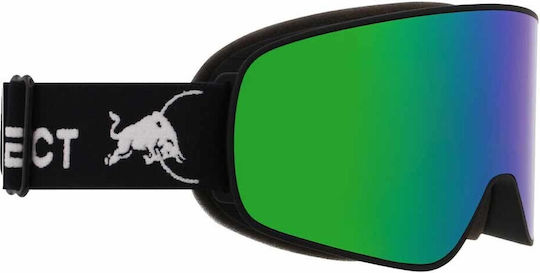Red Bull Unisex Spect Rush Black Snow Goggles Brown/Green Mirror RUSH-18GR3
