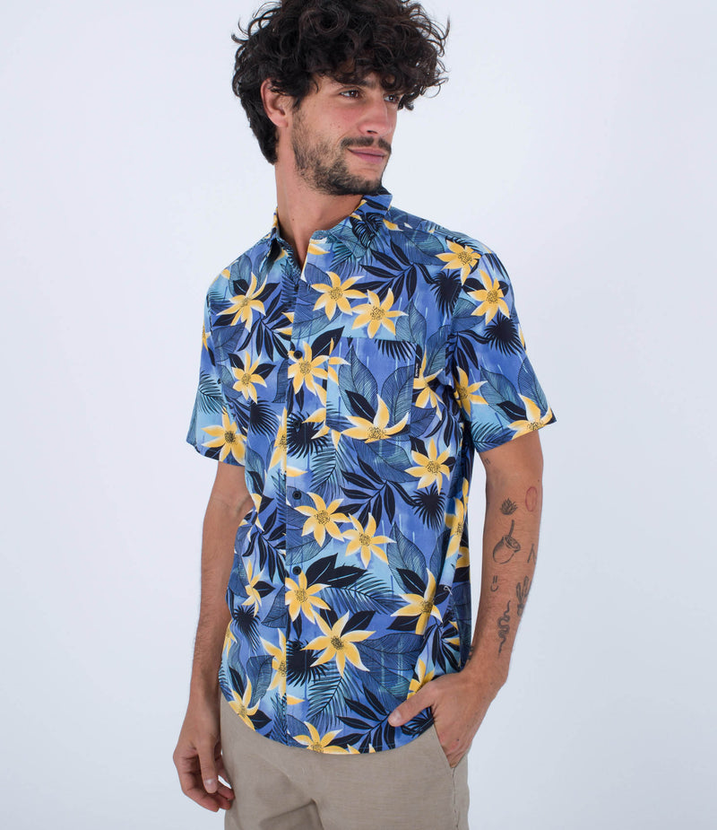 Load image into Gallery viewer, Hurley One And Only Lido Stretch SS Shirt Sea View MVS0005570-H4026

