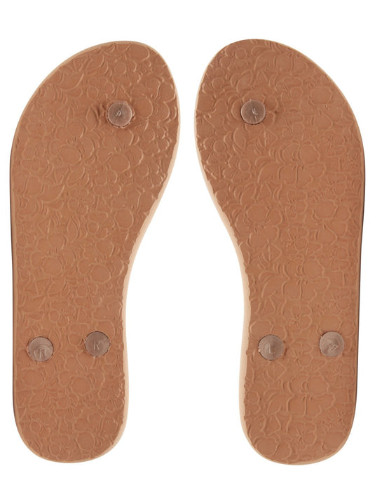 Roxy Bermuda Print Flip Flops White Tan ARJL100871-WT0