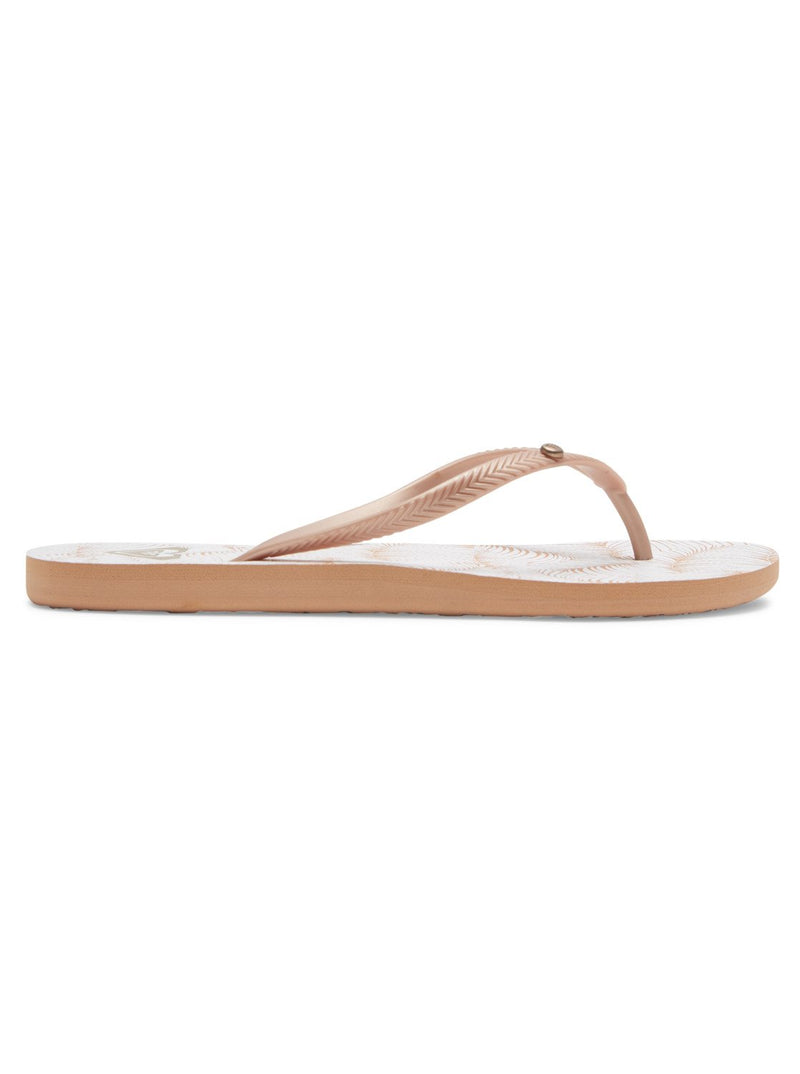 Load image into Gallery viewer, Roxy Bermuda Print Flip Flops White Tan ARJL100871-WT0

