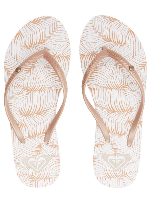 Roxy Bermuda Print Flip Flops White Tan ARJL100871-WT0