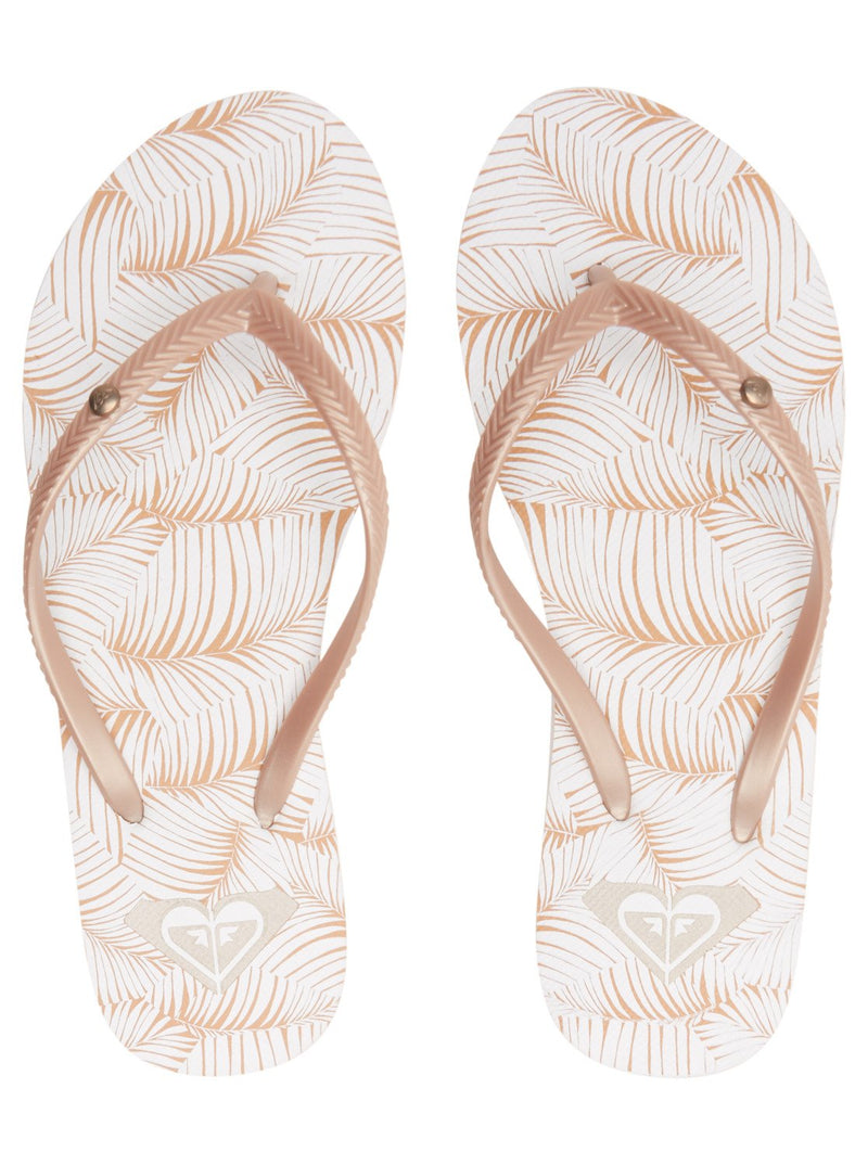 Load image into Gallery viewer, Roxy Bermuda Print Flip Flops White Tan ARJL100871-WT0
