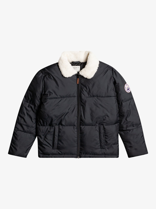 Roxy Girls Blinding Lights Puffer Bomber Jacket Anthracite ERGJK03107-KVJ0