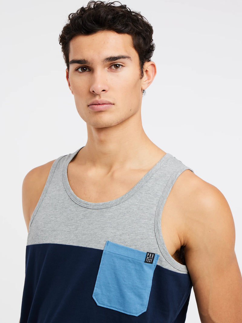 Load image into Gallery viewer, Protest Print Tank Top River Blue 1712631_511
