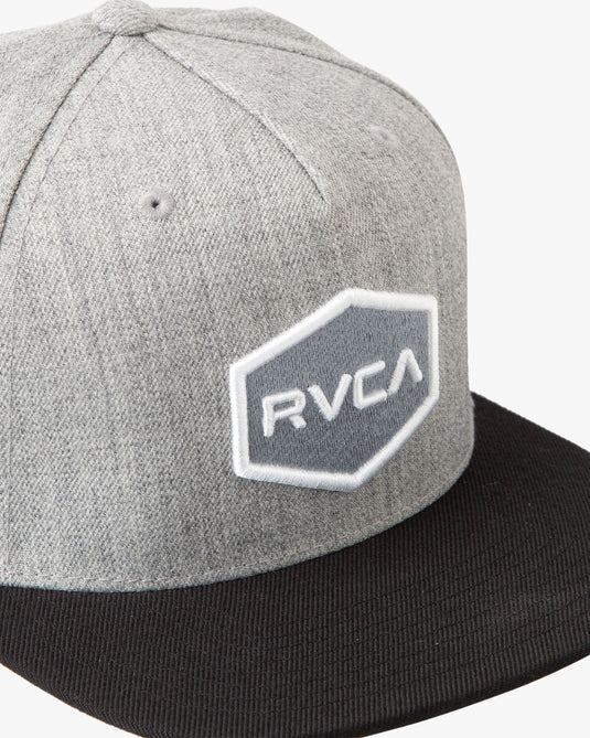 RVCA Commonwealth Snapback Hat Heather Grey Black U5CPRJRVF0-4425